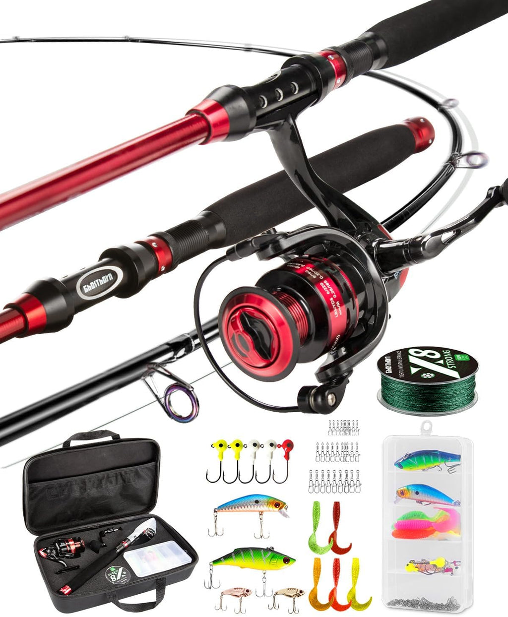 Ghosthorn Fishing Rod and Reel Combo, Telescopic Fishing Pole for Men Collapsible Portable Fishing Kit Compat Travel Fishing Pole with Carrier Bag Freshwater Saltwater Fishing Gifts for Dad 6Ft