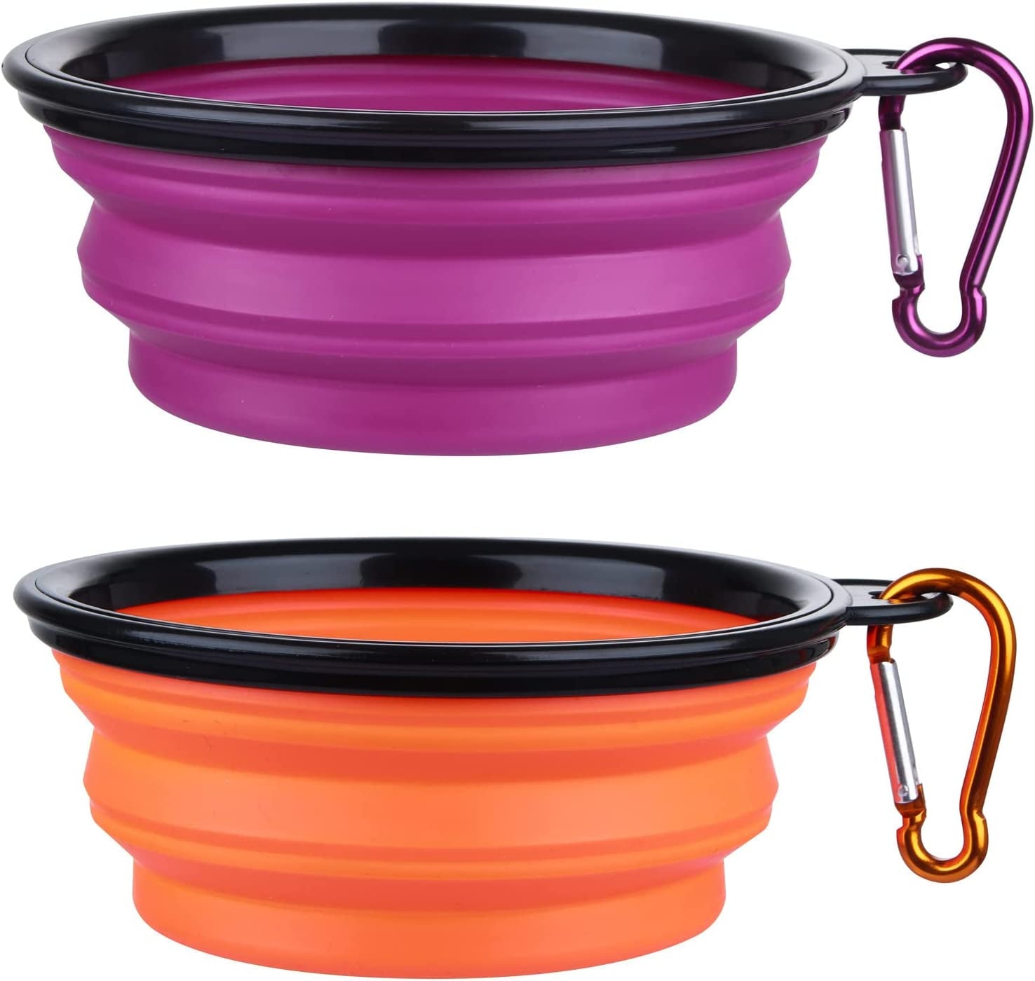 Dog Bowl Pet Collapsible Bowls, 2 Pack for Cats Dogs, Portable Pet Feeding Watering Dish for Walking Parking Traveling with 2 Carabiners (Small, Blue+Green)