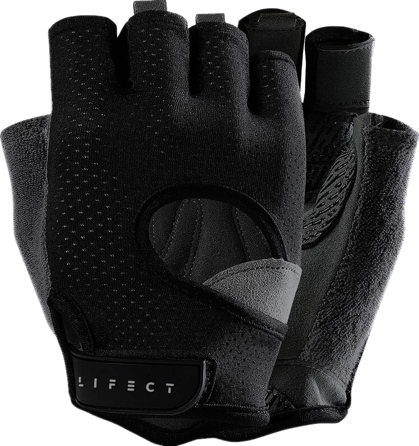 LIFECT Freedom Workout Gloves, Knuckle Weight Lifting Shorty Fingerless Gloves with Curved Open Back, for Powerlifting, Gym, Women and Men