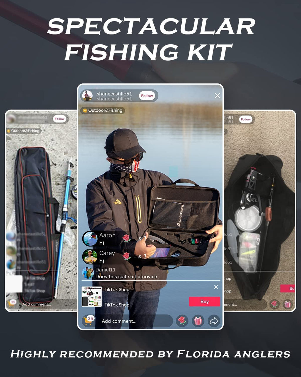 Ghosthorn Fishing Rod and Reel Combo, Telescopic Fishing Pole for Men Collapsible Portable Fishing Kit Compat Travel Fishing Pole with Carrier Bag Freshwater Saltwater Fishing Gifts for Dad 6Ft