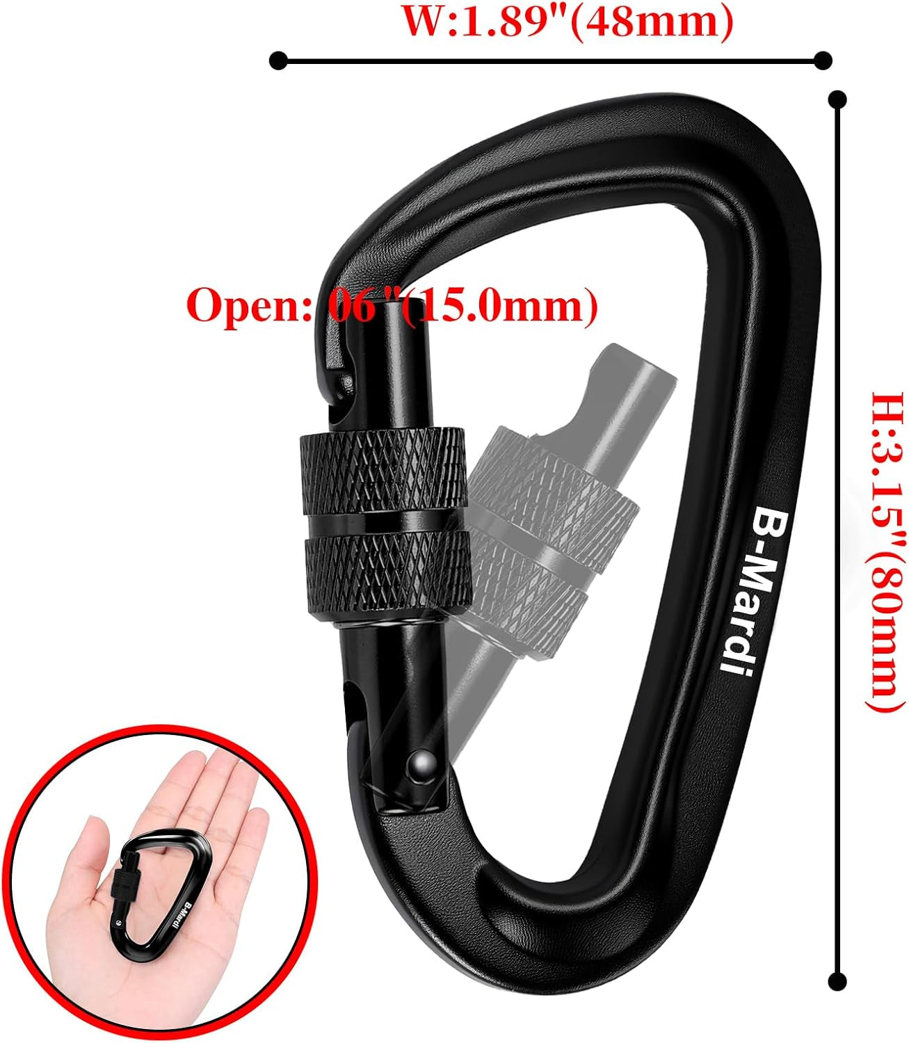 Carabiner Clips Heavy Duty 12Kn (2697 Lbs)-Lightweight Locking Carabiners for Camping, Hiking, Hammock, Dog Leash Harness, Outdoor and Gym Etc, Keychains& Utility