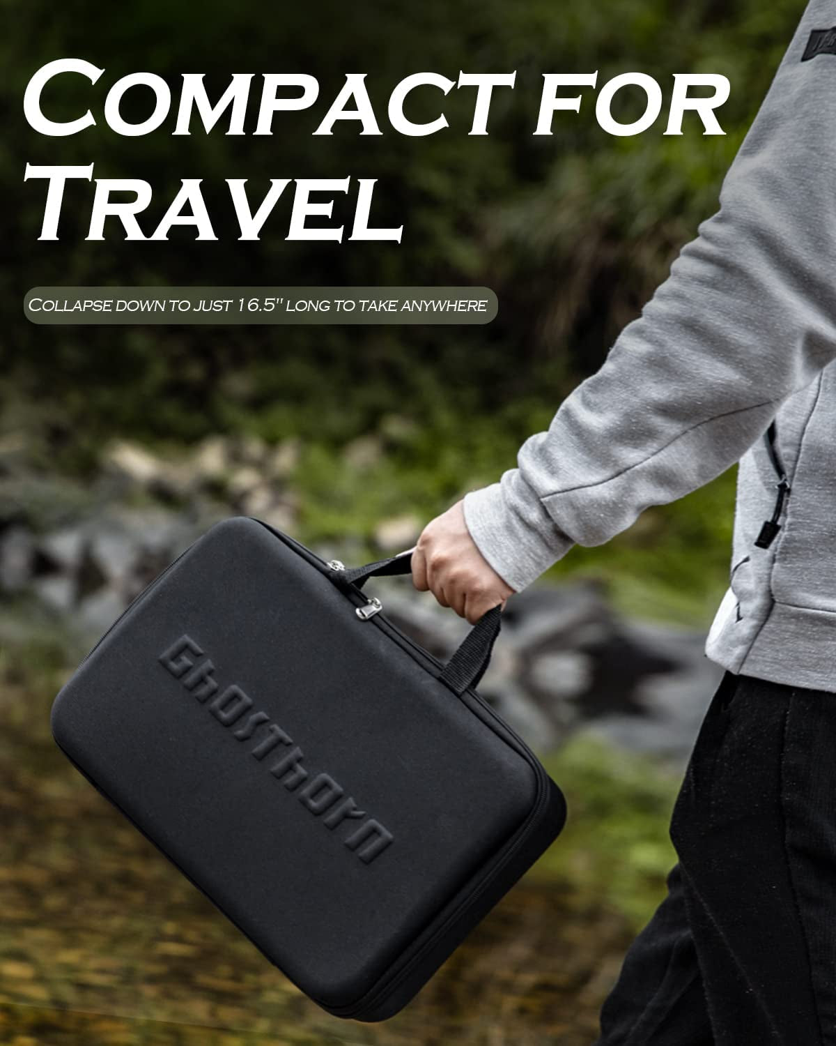 Ghosthorn Fishing Rod and Reel Combo, Telescopic Fishing Pole for Men Collapsible Portable Fishing Kit Compat Travel Fishing Pole with Carrier Bag Freshwater Saltwater Fishing Gifts for Dad 6Ft